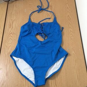 New Women’s Venus Super Sexy 1pc Tie up Cut Out Swimsuit Blue Size 12